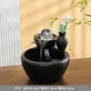 Ornamento de aquário de cerâmica com água corrente, água corrente traz riqueza, fonte de circulação automática, umidificador de mesa de escritório, gato pastoral