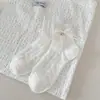 Calcetines Cortos Versátiles de Malla con Lazo de Encaje Blanco para Mujer de Primavera y Verano, Calcetines Blancos Finos sin Costuras para Verano