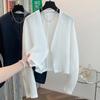 Chaqueta Camisa Blanca para Mujer Verano Artística de Manga Larga Cárdigan Top Diseño Delgado Holgado Camisa Protectora Solar