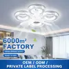 Ventilador de Teto LED E27 Silencioso Anel Estrela de Cristal Com Luz