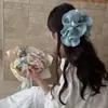 Pinza de Tiburón con Borde de Madera Extra Grande Pinza para el Cabello Semi-Recogido de Gama Alta para Mujeres Pinza de Garra para la Parte Posterior de la Cabeza Accesorio para el Cabello Tarjeta de Cabello Plisada Perlada