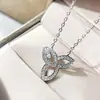 Collar Lily Clover de Harry Winston para Mujer, Trébol de Cuatro Hojas Full Diamante Versión de Alta Gama, Cadena para Clavícula V-Oro de Lujo Ligero