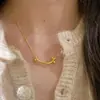 Colar Cachorro com Balão Rosto Sorridente Popular do Xiaohongshu para Mulheres, Corrente de Suéter Fofa e Requintada, Corrente de Clavícula, Peça Única Dropshipping