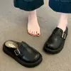 Sandalias de mujer tipo Birkenstock, sin cordones, con suela gruesa y forro de felpa, de piel, perfectas para usar al aire libre, nueva colección otoño/invierno 2026, pantuflas de algodón fáciles de poner