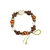 Pulsera de Grano de Café de Cerámica Jingdezhen, Refrescante y que no se decolora, Joyería de Alta Gama para Mujer, Accesorio Versátil de Nuevo Estilo Chino, Mayoreo