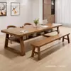 Escritorio de madera maciza de dos capas de tira larga para sala de estar, mesa doble de estudio, escritorio moderno minimalista para computadora de casa, banco de trabajo