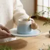 Conjunto de Xícara e Pires de Café em Cerâmica com Colher, Caneca Exquisita de Alto Padrão, Xícara Estética para Chá da Tarde