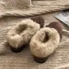 Sapatos Mary Jane super fofos de pelo para mulheres, novo estilo da moda 2026, com forro de pelúcia, versáteis, laço, sapatos de sola reta, sapatos de algodão