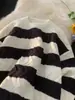 Suéter a Rayas Blancas y Negras Estilo Retro Americano Chaqueta Cardigan de Punto de Marca de Alta Gama Tendencia Europea y Americana Top para Atuendo de Otoño de Pareja para Hombre