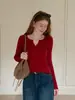 Suéter Feminino EGGK de Tricô com Mangas Longas, Gola V e Padrão Trançado de Damasco para Outono, Afinando o Corpo, Temperamento, Camada Base Afinando, Top Casual para o Dia a Dia