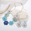 Conjunto de Joyería Estilo Bohemio Transfronterizo con Flor en Degradado, Aretes y Collar de Flor de Rafia Tejidos a Mano