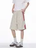 Shorts de Seda de Gelo com Três Listras Estilo Americano Masculino Verão Finos Tie-Dye Xadrez Capris Design Moderno Color Block Calça Esportiva
