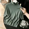 Camiseta Base Fina de Cuello Alto para Mujer Estilo Casual Otoño/Invierno 2026, Suéter de Punto de Cinco Mangas a la Moda