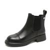 Novas Botas de Cano Curto de Couro Planas Estilo Britânico Outono e Inverno, Botas Chelsea Retro de Calçar