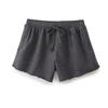 Traje de Shorts de Felpa con Efecto Lavado, Manga Corta, Canalé, para Mujer, Verano 2024 SS33-2677