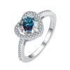 Anillo de Plata de Ley S925 con Moissanita Anillo Calado en Forma de Corazón para Mujer Anillo de un Quilate Incrustado con Diamantes de Colores