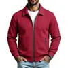 26 Cardigan Masculino de Malha Waffle com Zíper e Gola Reversível, Caimento Slim, para Primavera e Outono, Casual, Solto, Transfronteiriço