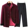 Chaqueta Estilo Chino para Hombre de Mediana Edad y Ancianos Primavera y Otoño Cuello Alto Traje Tang Estilo Chino Color Sólido Manga Larga Talla Extra Chaqueta para Papá Abuelo