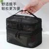 Nueva Bolsa de Cosméticos de Malla de Doble Capa Gran Capacidad Portátil para Viaje Neceser Bolsa de Almacenamiento Transparente de Malla