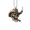 Nova Faixa de Cabeça 2D Transfronteiriça com Caveira de Cowboy Ocidental, Boné, Bolsa de Acrílico para Charuto, Chaveiro, Pingente de Caneta