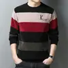 Suéter Masculino de Chenille com Gola Redonda para o Inverno, Forrado com Fleece e Espesso, Roupa Íntima Térmica, Suéter de Tricô Masculino Casual, Suéter de Camada Base Masculino