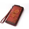 Moda Europea y Americana Vintage Árbol Alto Cremallera de Cuero Bolso Cuero Genuino Capa Superior Piel de Vaca Hecho a Mano Colorido Bolso de Mano Casual Cartera de Moda