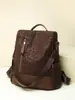 Bolsa de Ombro Dupla Estampa de Leopardo Retrô Feminina Color Block Patchwork de PU Mochila Antifurto Grande Capacidade Pode Ser Usada no Ombro Cruzada Bolsa para Trabalho Casual