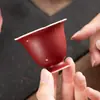 Taza de té de tallo alto con esmalte rojo, taza de té de cerámica Kung Fu, taza de maestro, taza individual, juego de té para el hogar