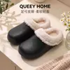 Pantuflas de algodón afelpado para mujer con forro de felpa, suela gruesa de EVA impermeable, antideslizantes, adecuadas para uso en casa y al aire libre, cálidas pantuflas de algodón afelpado para parejas