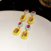 Aretes Cuadrados Geométricos de Plata con Goteo de Diamante Collar Dopamina Versátil Temperamento Nicho Traje de Alta Gama