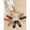 Zapatos de Princesa Zapatos Náuticos de Suela Blanda Tejidos Cuadrados de Una Sola Capa Zapatos de Mujer Tejido de Rollo de Huevo Zapatos Planos Tejidos de Vuelo Zapatos de Frijol Transpirables
