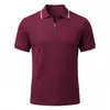 2026 Venda Quente Amazon Camisa Polo Jacquard Texturizado Masculina Meio Zíper Cor de Verão Bloco de Cores Gola Manga Curta T