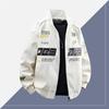 Transfronterizo Nuevo Modelo2025 Nueva Chaqueta de Cuero para Motociclista Abrigo de Cuero para Hombre Ropa Exterior para Hombre Color Sólido Chaqueta de Carreras Estampada