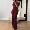 Di Yun Conjunto de Verano de Manga Corta y Pantalón Largo Estilo Simple y Elegante Europeo y Americano Ropa para Mujer 2026 Verano Sitio Independiente de Amazon