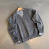 Suéter tejido de punto para hombre, cuello redondo, manga larga, nuevo de primavera, corte holgado, elástico, diseño de patchwork, imitación de dos piezas, color liso, prenda interior