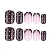 Manicura Borgoña Otoño e Invierno Uñas Portátiles Venta Cruzada Más Vendida Piezas de Uñas con Lunares Blancos Uñas Cuadradas Cortas Uñas Postizas