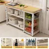Aparador Estante de Almacenamiento de Cocina Mesa de Corte de Piso Multicapa Banco de Trabajo Multifuncional con Cesta de Malla Organizador de Almacenamiento