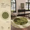 Tapete Redondo Verde 2026 em Estilo Francês Mid-Century para Sala de Estar e Quarto, Impermeável e Resistente a Manchas, Novo Modelo para Penteadeira e Escrivaninha