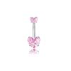 Europeu e Americano Novo Aço Inoxidável Rosa Borboleta Pingente Umbigo Prego Super Flash Zircon Amor Anel Umbilical Piercing Jóias em estoque