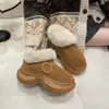 Sapatos de algodão femininos para casa sola grossa gola de pele inverno calcanhar fechado toque aveludado quente pós-parto sapatos de algodão para pisar em casa
