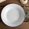 Venta al por mayor del fabricante Plato de esmalte nostálgico Plato de esmalte antiguo Plato de frutas Plato redondo para bocadillos Plato nostálgico de borde plano