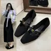 Zapatos Mary Jane con Lazo de Camelia de Gamuza para Mujer, Novedad Otoño 2026 Estilo Francés Vintage Suave Zapatos de Salón