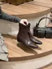 Botines de Cuña Cuadrados Retro Franceses para Mujer 2026 Otoño Invierno Versátiles de Cuero Suave Botas de Moda Botas Adelgazantes con Tacón Oculto