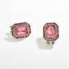 Pendientes Rectangulares de Cristal de Lujo Retro Accesibles con Pasador de Plata S925 Marcado de Alta Gama Pendientes de Cristal con Forma de Rombo HD Clip para Pendientes
