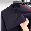 Sudadera de medio cierre para hombre de comercio exterior transfronterizo, de manga larga para primavera y otoño, color liso, casual, térmica, capa base para hombres, adecuada para padres