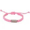 Pulsera Rectangular Tejida de Acero Inoxidable Grabable para Pareja Pulsera de Acero de Titanio Personalizada de Moda Hecha a Mano