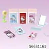 Set KT Espejo de maquillaje portátil Hello Kitty con peine, espejo cuadrado plegable 2 en 1