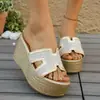 2026 Verano Nuevo Comercio Exterior Talla Grande Sandalias de Cuña Tejidas Casuales y Cómodas para Mujer de Vacaciones Forma de H Playa 43