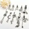 Colgante de Borla de Plata Antigua Loto Elefante Luna Flor Suerte Nafu Cristal Pulsera Pulsera Collar Accesorios