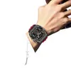Popular Reloj Electrónico Senda de Alto Valor con Forma de Barril para Hombre, Reloj Despertador Deportivo de Tres Zonas Horarias de Moda para Estudiantes con Función de Repetición